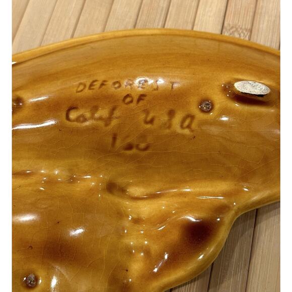 Vintage Deforest of California Yellow Brown Orange Drip Glaze Ashtray Pottery - Picture 7 of 12